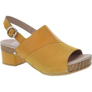Dansko Madalyn Slingback Sandals Yellow Nubuck Leather EU 39 Comfort